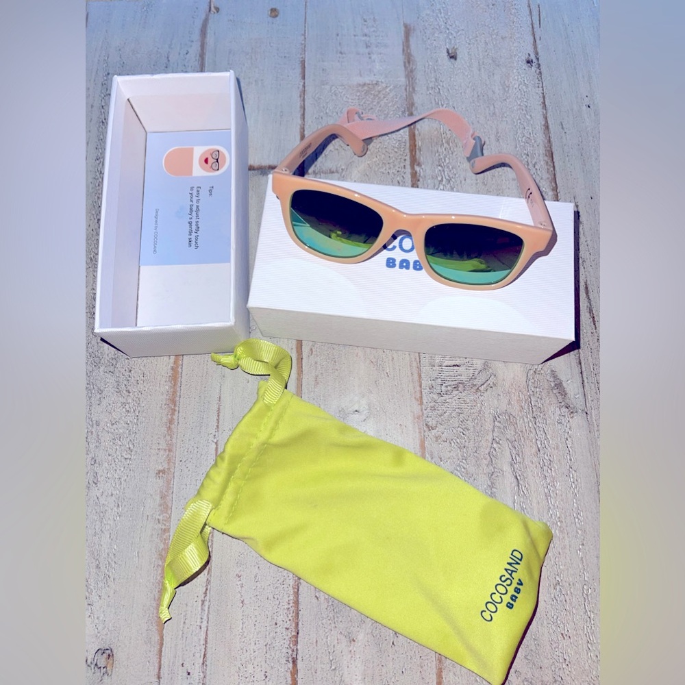 COCOSAND Baby Sunnies ages 0-2 EUC light pink w case & more